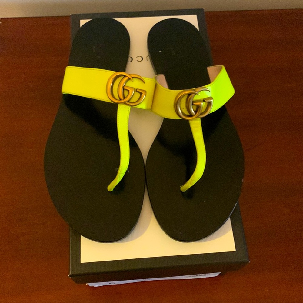 Neon green authentic Gucci slide